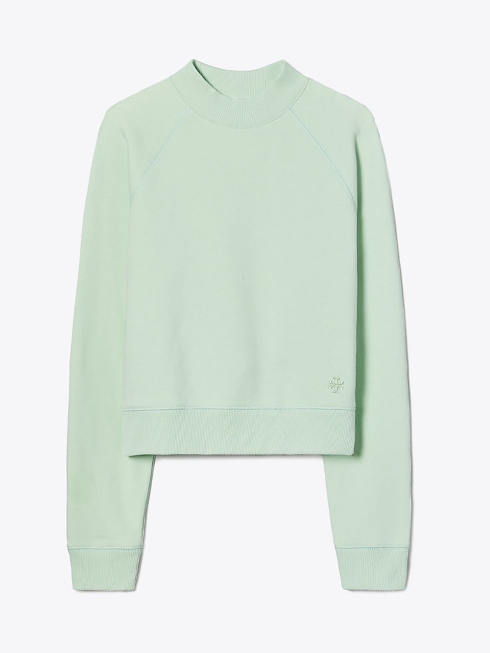 Tory Burch French Terry Shrunken Mock-Neck Crew Sweatshirt
